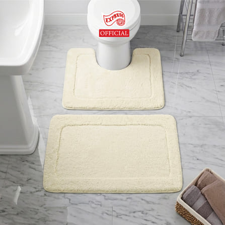 พรมเช็ดเท้าชุดห้องน้ำ 2 ชิ้น EXPRESS CARPET รุ่น AG4-1 ขนาด45X70 ซม.และ พรมรูปตัว U 50X60 ซม. หนา 20-30 มม. สีครีม _3